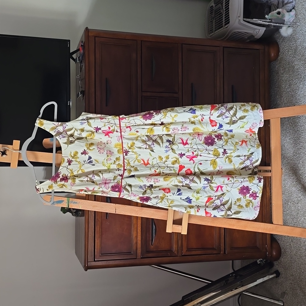 Lands End Cotton Floral Knee-Length Sundress with Pockets